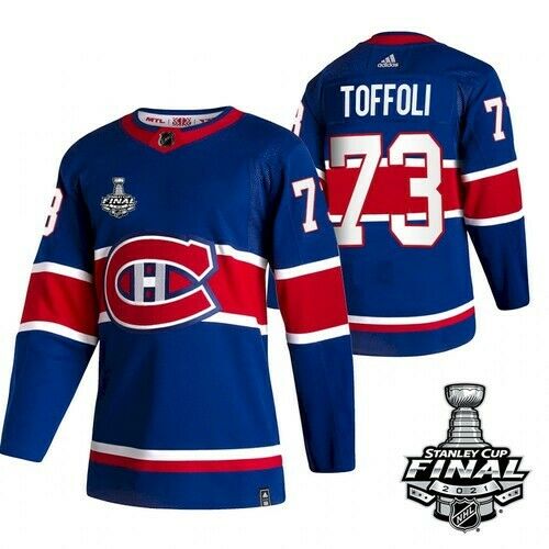 Men's Montreal Canadiens #73 Tyler Toffoli 2021 Blue Stanley Cup Final Stitched NHL Jersey
